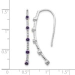 14k White Gold Diamond and Amethyst Earrings - Image 4