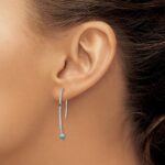 14k White Gold Diamond and Blue Topaz Earrings - Image 3