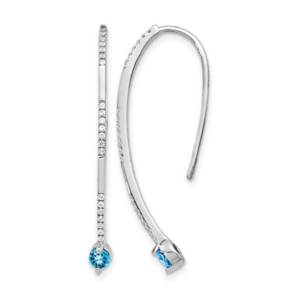 14k White Gold Diamond and Blue Topaz Earrings