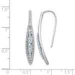 14k White Gold Diamond and Aquamarine Leaf Drop Wire Earrings - Image 4