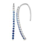 14k White Gold Ombre Sapphire and Diamond Drop Wire Earrings