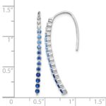 14k White Gold Ombre Sapphire and Diamond Drop Wire Earrings - Image 4