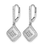 14k White Gold 1/2 carat Diamond Square Cluster Leverback Earrings - Image 2