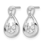 14k White Gold 1/8 carat Diamond Teardrop Post Earrings - Image 2