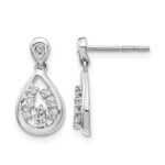 14k White Gold 1/6 carat Diamond Teardrop Dangle Post Earrings