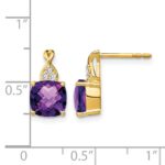 14k 7mm Cushion Checkerboard February/Amethyst and Diamond Post Earrings - Image 4