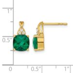10k Checkerboard Created Emerald and Diamond Earrings - Image 4