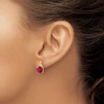 10k Checkerboard Created Ruby and Diamond Earrings - Image 3