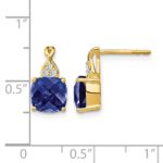 10k Checkerboard Created Sapphire and Diamond Earrings - Image 4