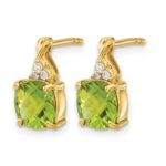 10k Checkerboard Peridot and Diamond Earrings - Image 2