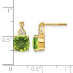 10k Checkerboard Peridot and Diamond Earrings - Image 4
