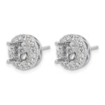 14k White Gold 1/2 carat Certified Lab Grown Diamond VS/SI+ G+ Semi Mount Round Halo Post Earrings - Image 2