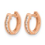10k Rose Gold Polished Diamond Hinged Hoop Earrings - Image 2