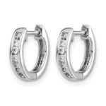 14k White Gold Diamond Hinged Hoop Earrings - Image 2