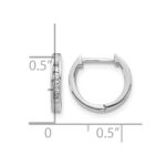 10k White Gold Polished Diamond Hinged Hoop Earrings - Image 4