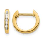 10k Gold Polished Diamond Hinged Hoop Earrings