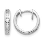 10k White Gold Baguette Diamond Hinged Hoop Earrings