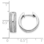 14k White Gold 2-row Diamond Hinged Hoop Earrings - Image 2