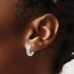 14k White Gold Diamond Complete Hinged Hoop Earrings - Image 3