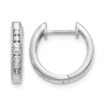 14k White Gold Diamond Hinged Hoop Earrings