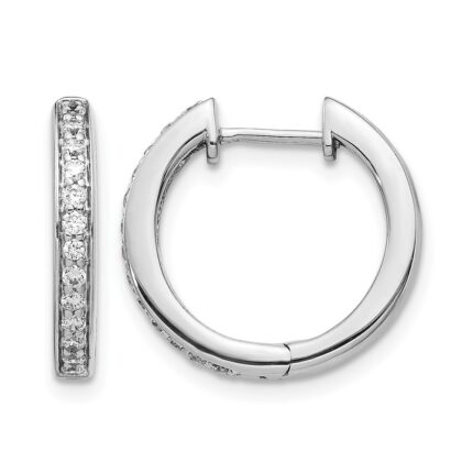 14k White Gold Diamond Complete Hinged Hoop Earrings