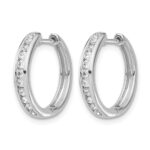 10k White Gold Diamond Hinged Hoop Earrings - Image 2