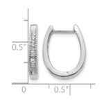 14k White Gold Diamond Oval Hinged Hoop Earrings - Image 4