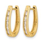 14k Diamond Oval Hinged Hoop Earrings - Image 2