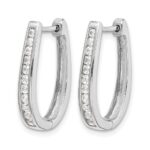 10k White Gold Diamond Oval Hinged Hoop Earrings - Image 2