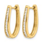 14k Diamond Oval Hinged Hoop Earrings - Image 2