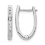 14k White Gold Diamond Oval Hinged Hoop Earrings