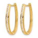 10k Diamond Oval Hinged Hoop Earrings - Image 2