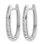14k White Gold Diamond Oval Hinged Hoop Earrings - Image 2