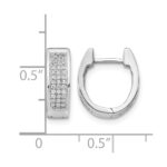 10k White Gold Diamond Small Hinged Oval Hoop Earrings - Image 2