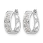 14k White Gold Diamond Hinged Oval Hoop Earrings - Image 2