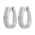 14k White Gold Diamond Large Hinged Oval Hoop Earrings - Image 2