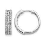 14k White Gold Diamond Hinged Hoop Earrings
