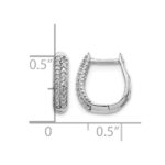 14k White Gold Polished Diamond Hinged Hoop Earrings - Image 4