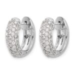 14k White Gold Diamond Hinged Hoop Earrings - Image 2