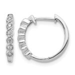 14k White Gold Diamond Hinged Hoop Earrings