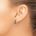 14k White Gold White and Black Diamond Hinged Hoop Earrings - Image 3