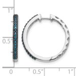 14k White Gold Blue Diamond 2.2mm Hinged Hoops - Image 2