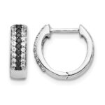 10k White Gold Black and White Diamond Hinged Hoop Earrings