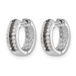 10k White Gold Black and White Diamond Hinged Hoop Earrings - Image 2
