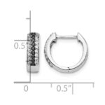 14k White Gold Black and White Diamond Hinged Hoop Earrings - Image 4