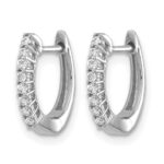 14k White Gold Polished Diamond Hinged Hoop Earrings - Image 2