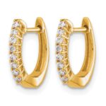 14k Gold Polished Diamond Hinged Hoop Earrings - Image 2