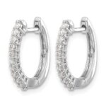 14k White Gold Diamond Hinged Hoop Earrings - Image 2