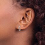 14k White Gold Diamond Hinged Hoop Earrings - Image 3