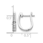 14k White Gold Diamond 3mm Hinged Hoop Earrings - Image 4